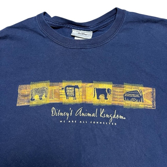 VTG Walt Disney World Animal Kingdom Tee Shirt Blue We Are All Connected Size M - Picture 3 of 5